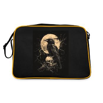 Raven Skull Moon Dark Gothic Black Crow - Retro Bag - black/gold - Back