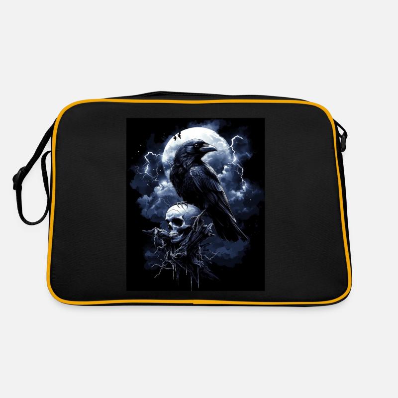 Raven Skull Moon Dark Gothic Black Crow Retro Bag