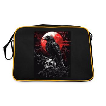 Rabe Totenkopf Mond Düster Gothic Schwarze Krähe - Retro Tasche - Schwarz/Gold - Hinten