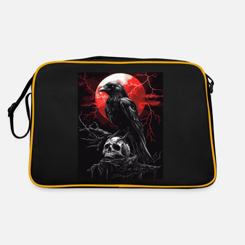 Corbeau Crâne Lune Gothique Noir Corbeau Sac Retro