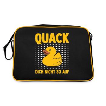 Gelbe Enten Gummienten - Quack Dich Nicht So Auf - Retro Tasche - Schwarz/Gold - Hinten