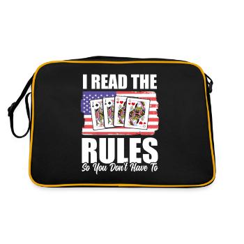 Funny Pinochle Card Player USA Flag - Retro Bag - black/gold - Back