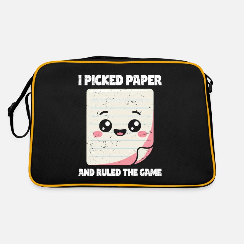 Picked Paper Rules The Game - Schere Stein Papier - Retro Tasche - Schwarz/Gold