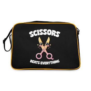 Schere Schlägt Alles Schere Stein Papier Geschenk - Retro Tasche - Schwarz/Gold - Hinten