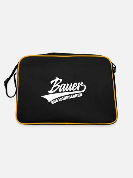 BAUER AUS LEIDENSCHAFT LANDWIRT LANDWIRTSCHAFT - Retro Tasche - Schwarz/Gold - Hinten