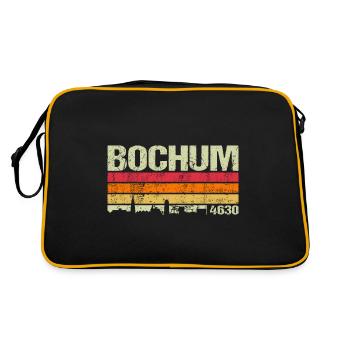 4630 Bochum Skyline Stadt PLZ Postleitzahl Retro - Retro Tasche - Schwarz/Gold - Hinten