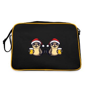 Robbe Tier Weihnachten Bier Team - Retro Tasche - Schwarz/Gold - Hinten