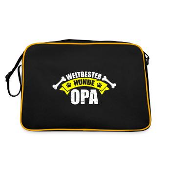 Weltbester Hunde Opa Hund Großvater Hundehalter - Retro Tasche - Schwarz/Gold - Hinten