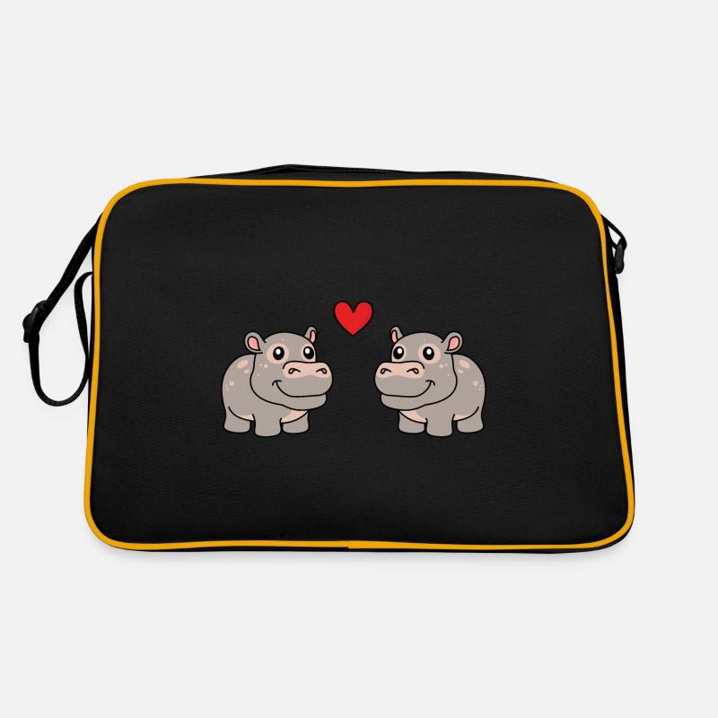 Hippo Comic Animal Couple Amour Sac Retro