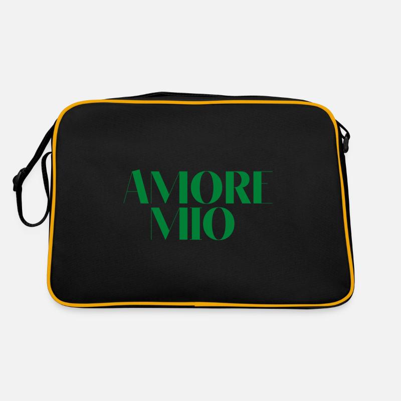 Amore Mio meine Liebe grün Geschenk-Idee Zitat - Retro Tasche - Schwarz/Gold