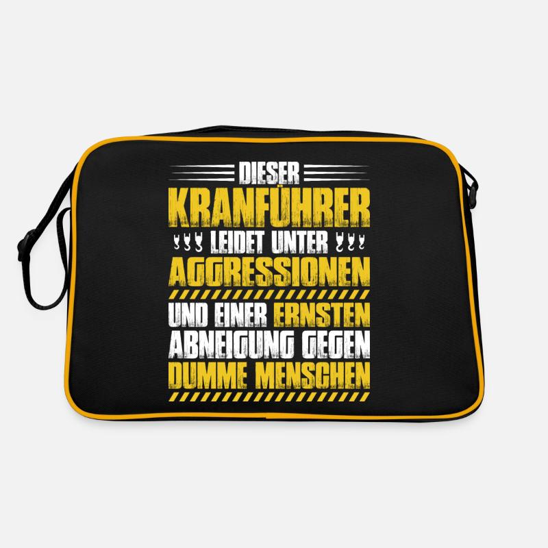 Kranführer Kranfahrer Kran Crane Operator Geschenk - Retro Tasche - Schwarz/Gold