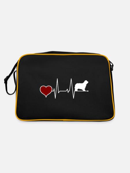 Bergamasker Hirtenhund Mom Herzschlag - Retro Tasche - Schwarz/Gold - Hinten