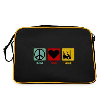 Forklift Truck Driver Peace Love Saying - Retro Bag - black/gold - Back