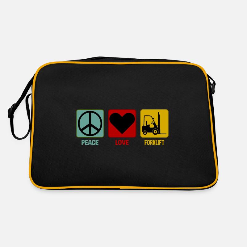 Stapler Staplerfahrer Peace Love Spruch Retro Tasche