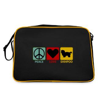 Shih Poo Shihpoo Dog Mix Peace Love - Retro Bag - black/gold - Back