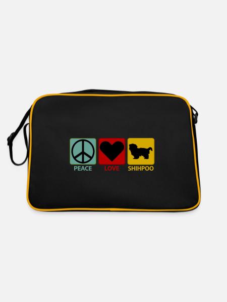 Shih Poo Shihpoo Dog Mix Peace Love - Retro Bag - black/gold - Back