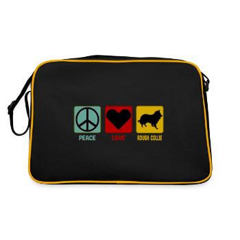 Longhair Collie Rough Collie Peace Love - Retro Bag - black/gold - Back