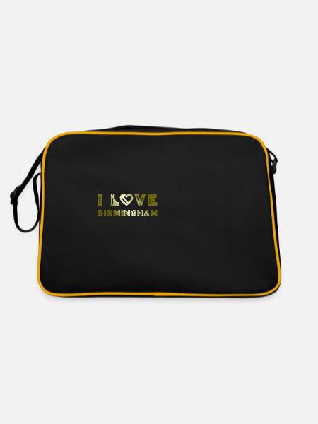 I Love Birmingham - Retro Tasche - Schwarz/Gold - Hinten