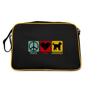 Cavoodle Cavapoo Dog Mix Peace Love - Sac Retro - noir/or - Dos
