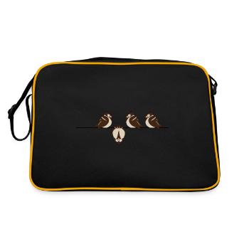 dicke Spatzen - Retro Tasche - Schwarz/Gold - Hinten