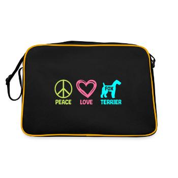 Fox Terrier Chien Paix Amour AmourEux Cadeau - Sac Retro - noir/or - Dos