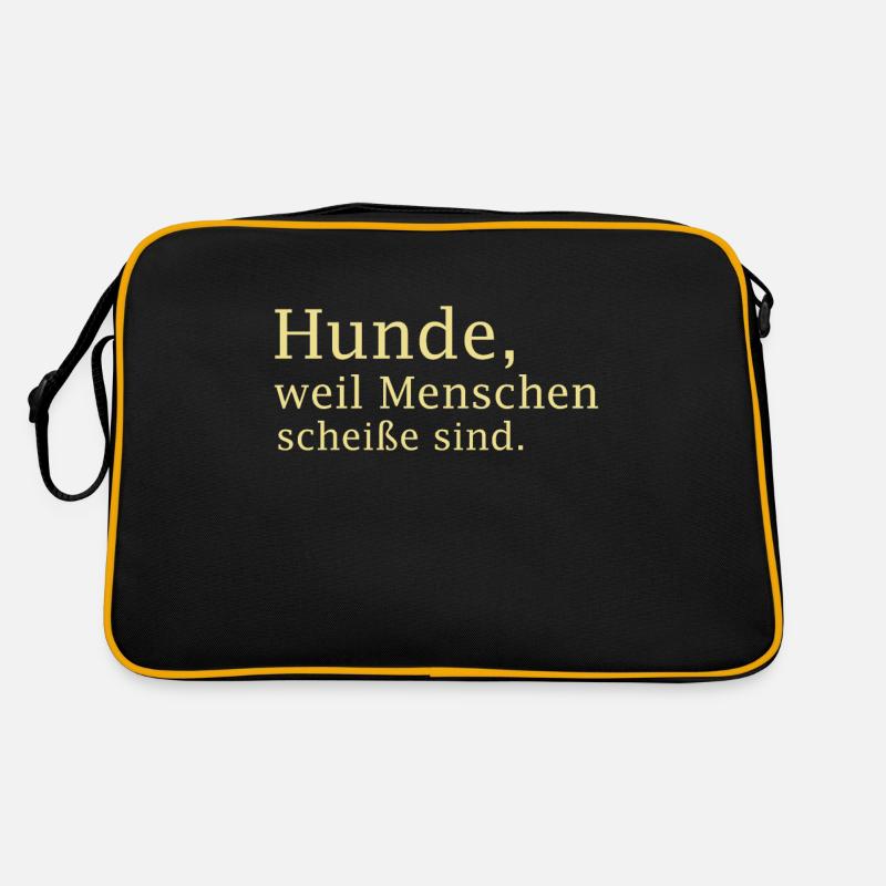 Hunde Spruch Hunde Sprüche - Retro Tasche - Schwarz/Gold