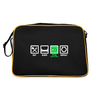 Hubschrauber Pilot Helicopter Geschenk Modellbau - Retro Tasche - Schwarz/Gold - Hinten