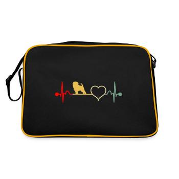 Affenpinscher Hund Herzschlag Retro - Retro Tasche - Schwarz/Gold - Hinten
