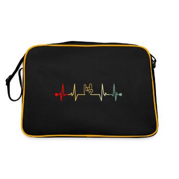 Pommesgabel Rock Metal Hand Heartbeat Rétro - Sac Retro - noir/or - Dos