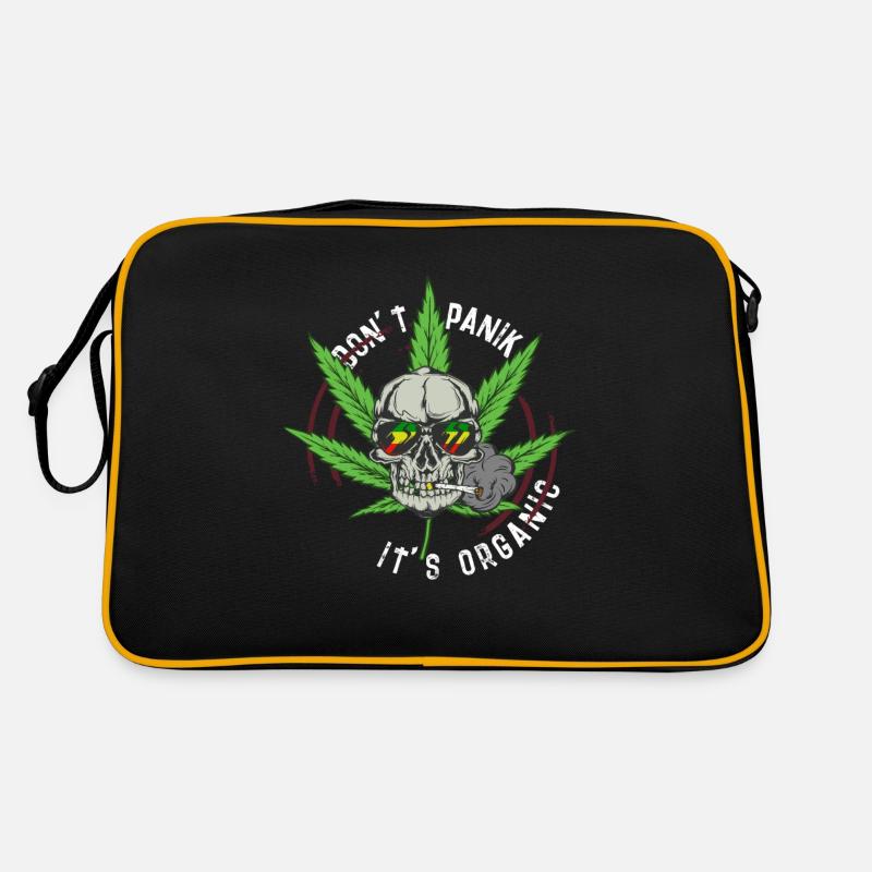 Cannabis Weed Totenkopf Kiffer I Joint Hanfblatt Retro Tasche