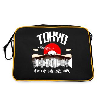 'Tokio Japan - Retro Tasche - Schwarz/Gold - Hinten
