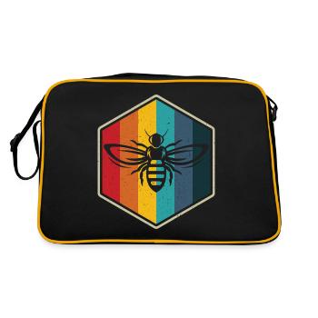 Bienen retro Sechseck Imker - Retro Tasche - Schwarz/Gold - Hinten