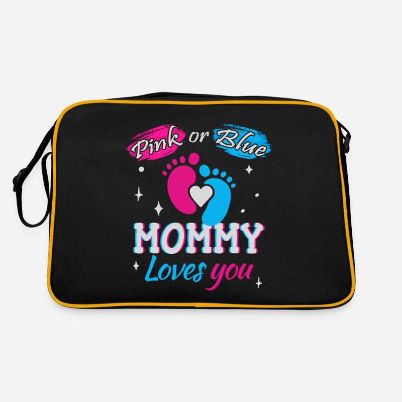 Rosa oder Blau, Mama liebt dich Retro Tasche