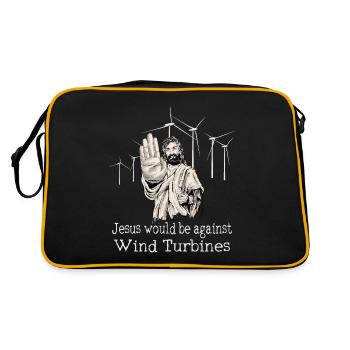 Jesus would be against wind turbines - Retro Bag - black/gold - Back