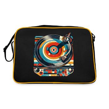 Tourne-disque rétro musique LP disque vinyle vieux - Sac Retro - noir/or - Dos