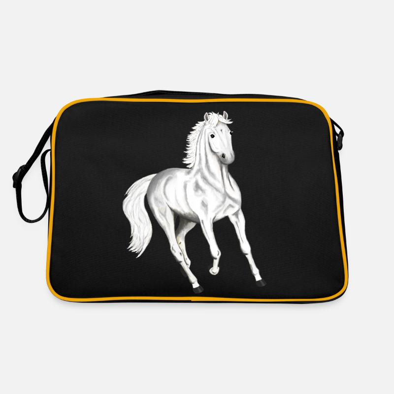 Langarmshirt mit Pferdemotiv Geronimo - Retro Tasche - Schwarz/Gold