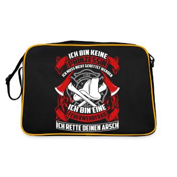 Feuerwehrfrau - Retten - Retro Tasche - Schwarz/Gold - Hinten