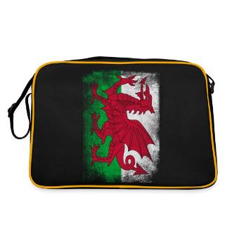 Wales Flag Proud Welsh Vintage Distressed Shirt - Retro Bag - black/gold - Back
