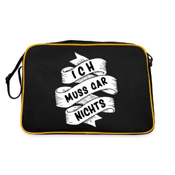 Ich muss gar nichts - Retro Tasche - Schwarz/Gold - Hinten