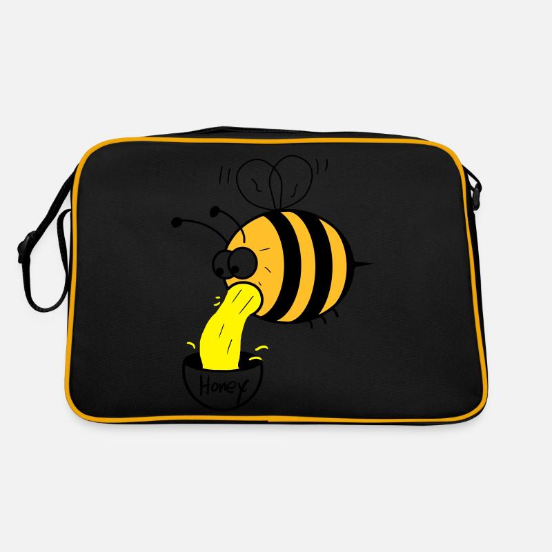 Biene kotzt Honig - Retro Tasche - Schwarz/Gold