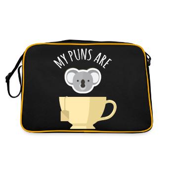 My Puns Are Koala Tea Funny And Cute Koala Bear - Retro Tasche - Schwarz/Gold - Hinten