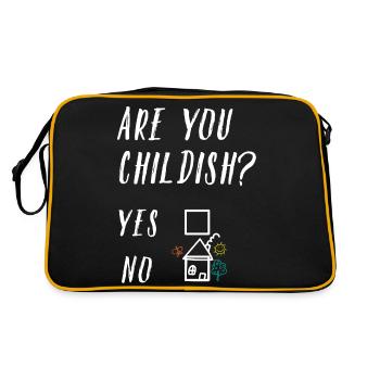 Bist du Kindisch Ja Nein Fun Haus - Retro Tasche - Schwarz/Gold - Hinten