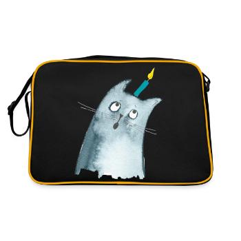 Chat d’anniversaire avec bougie - Joyeux anniversaire - Sac Retro - noir/or - Dos