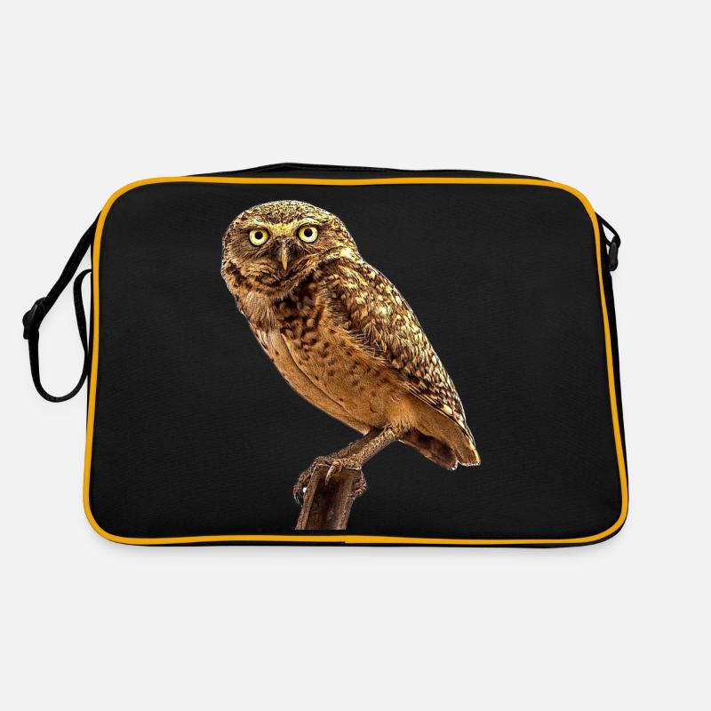 Die Eule die Eule - Retro Tasche - Schwarz/Gold