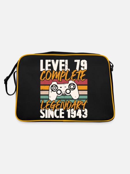 Niveau 79 Complet Vintage Anniversaire 79 Ans - Sac Retro - noir/or - Dos
