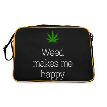 weed makes me happy cannabis marijuana - Retro Bag - black/gold - Back
