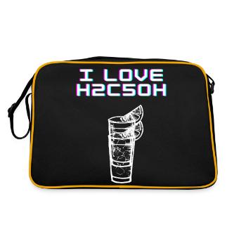 Ich liebe H2C5OH - Retro Tasche - Schwarz/Gold - Hinten