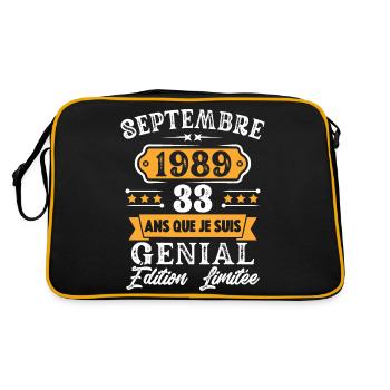 Cadeau D'anniversaire 33 Ans Septembre 1989 Rétro - Sac Retro - noir/or - Dos