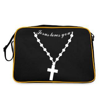 Pendant with a Christian cross and Jesus loves you - Retro Bag - black/gold - Back