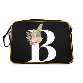 blumiger Buchstabe B - Retro Tasche - Schwarz/Gold - Hinten